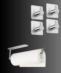 Paslanmaz Çelik Kağıt Havlu Askılığı ve 4 Adet Paslanmaz Çelik Inox Banyo Askısı