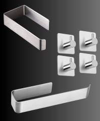 Paslanmaz Çelik Kağıt Havlu Askılığı / Tuvalet Kağıtlığı / 4 Adet Paslanmaz Çelik Banyo Askısı